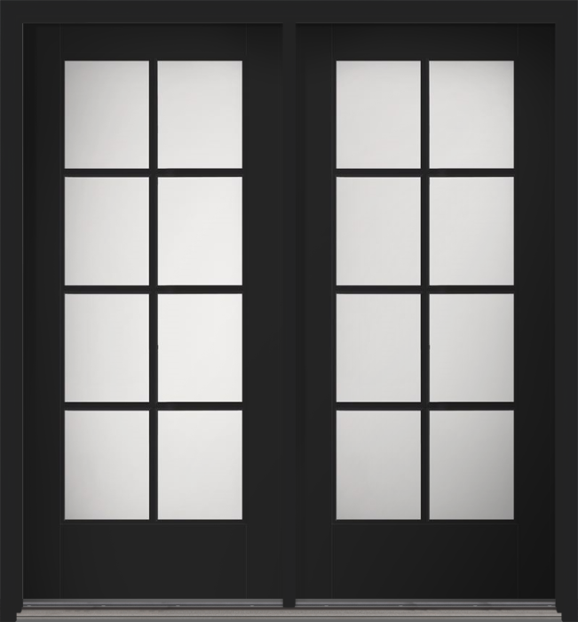 80" Low-E Colonial 8 Lite SDL Smooth Full Lite Flush-Glazed Fiberglass Double Door