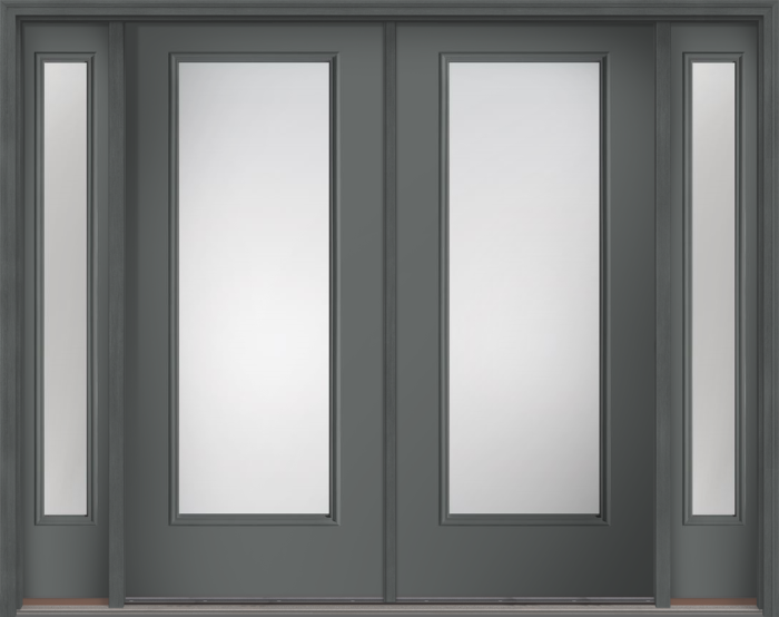 80" Clear Full Lite Smooth Fiberglass Double Door, Sidelites