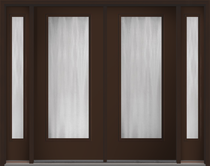 80" Chinchilla Full Lite Smooth Fiberglass Double Door, Sidelites