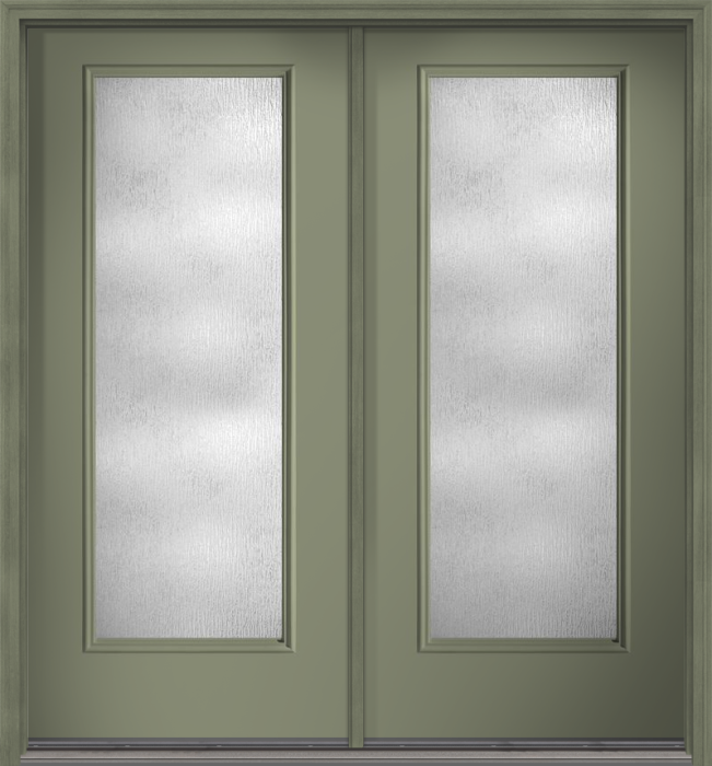 80" Rainglass Full Lite Smooth Fiberglass Double Door