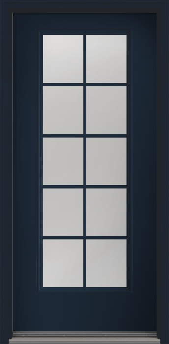 80" Low-E Colonial 10 Lite Fixed Grilles Smooth Full Lite Fiberglass Single Door