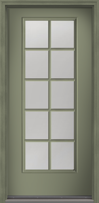 80" Clear Colonial 10 Lite SDL Smooth Full Lite Fiberglass Single Door