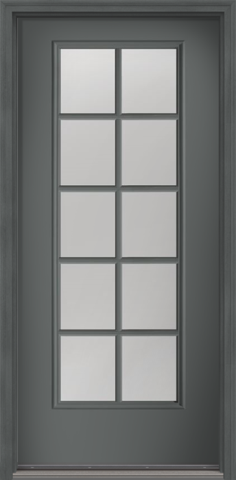 80" Low-E Colonial 10 Lite SDL Smooth Full Lite Fiberglass Single Door
