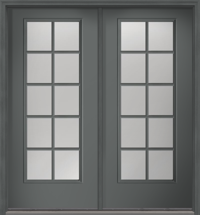 80" Low-E Colonial 10 Lite SDL Smooth Full Lite Fiberglass Double Door
