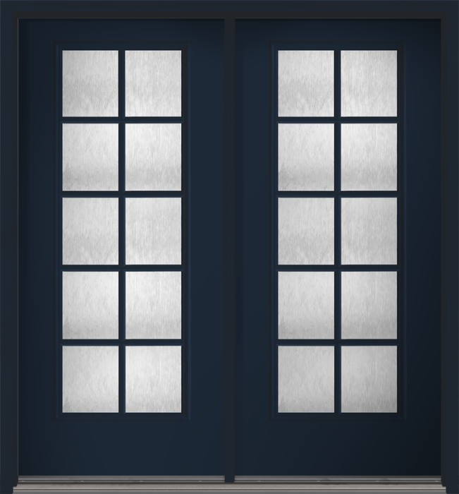 80" Chord Colonial 10 Lite SDL Smooth Full Lite Fiberglass Double Door