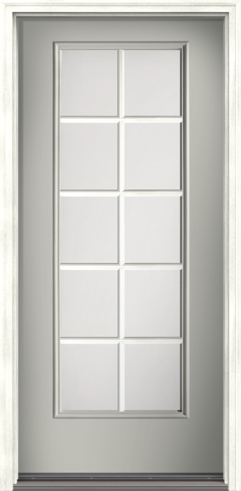 80" Satin Etch Colonial 10 Lite SDL Smooth Full Lite Fiberglass Single Door