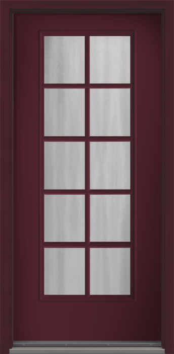 80" Chinchilla Colonial 10 Lite SDL Smooth Full Lite Fiberglass Single Door