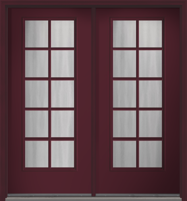 80" Chinchilla Colonial 10 Lite SDL Smooth Full Lite Fiberglass Double Door