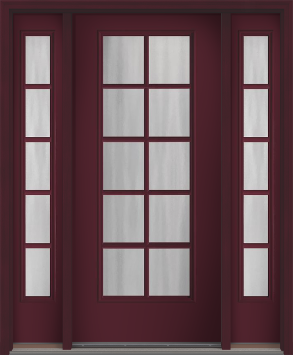 80" Chinchilla Colonial 10 Lite SDL Smooth Full Lite Fiberglass Single Door, Sidelites
