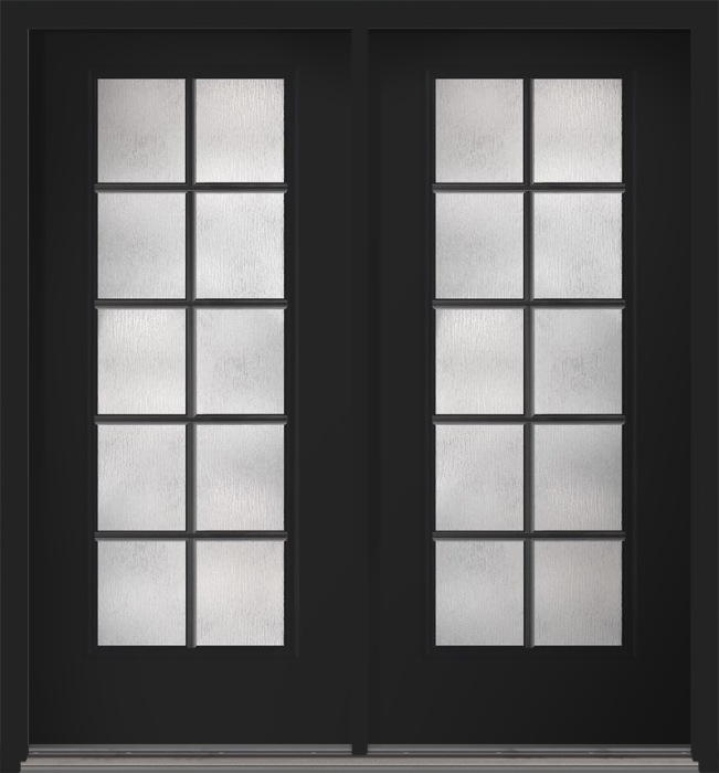 80" Rainglass Colonial 10 Lite SDL Smooth Full Lite Fiberglass Double Door