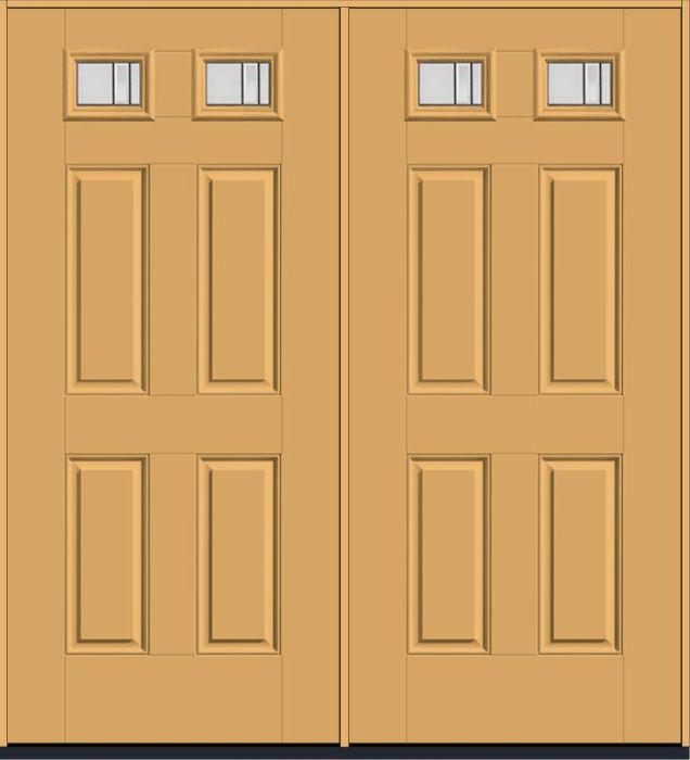80" Axis Top View 2 Lite 4 Panel Smooth Fiberglass Double Door