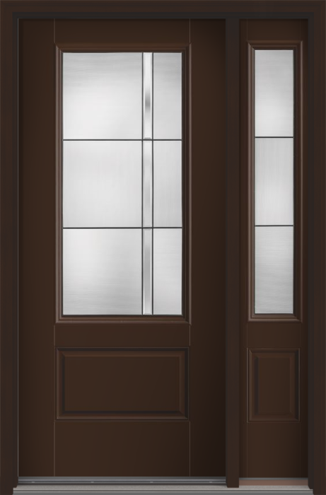 80" Axis 3/4 Lite 1 Panel Smooth Fiberglass Single Door, Sidelite