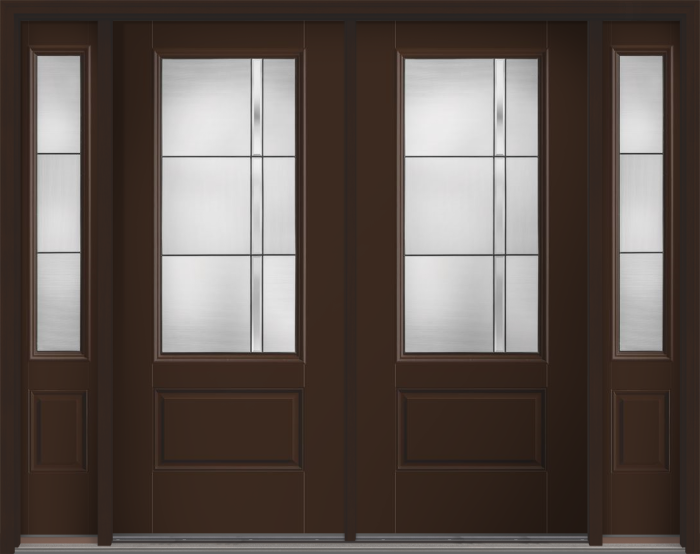 80" Axis 3/4 Lite 1 Panel Smooth Fiberglass Double Door, Sidelites