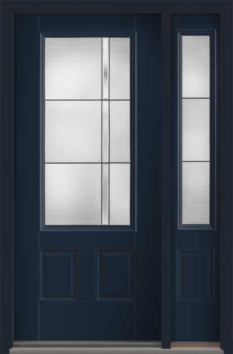 80" Axis 3/4 Lite 2 Panel Smooth Fiberglass Single Door, Sidelite