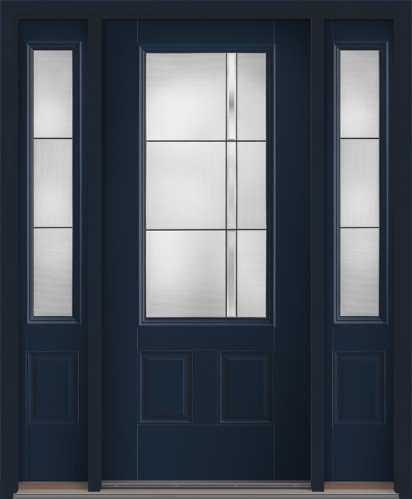 80" Axis 3/4 Lite 2 Panel Smooth Fiberglass Single Door, Sidelites