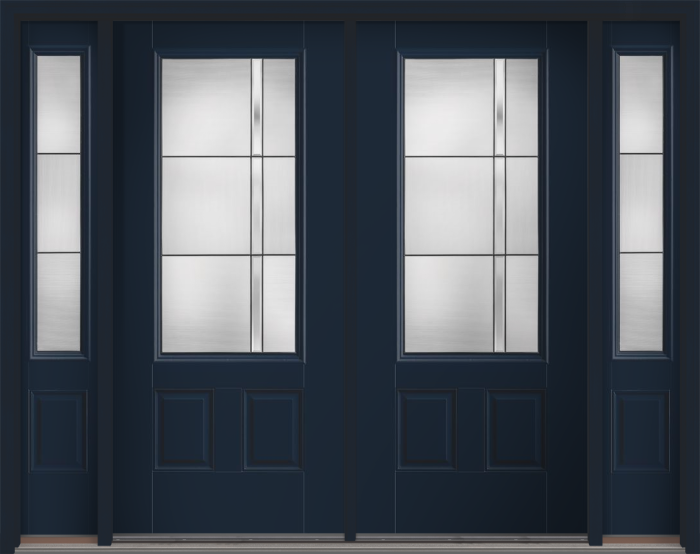 80" Axis 3/4 Lite 2 Panel Smooth Fiberglass Double Door, Sidelites