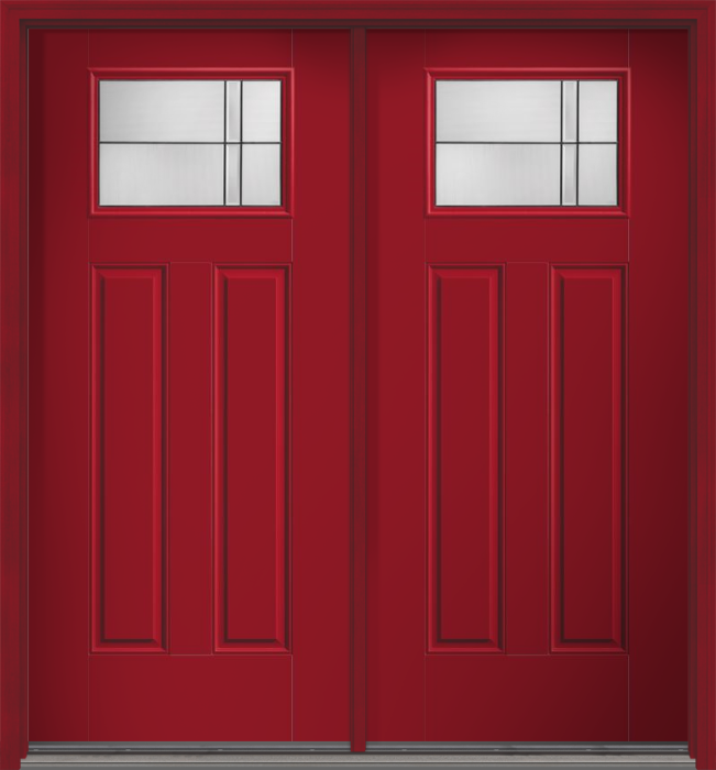 80" Axis Craftsman Top View 2 Panel Smooth Fiberglass Double Door