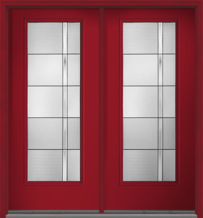 80" Axis Contemporary Modern Full Lite Smooth Fiberglass Double Door
