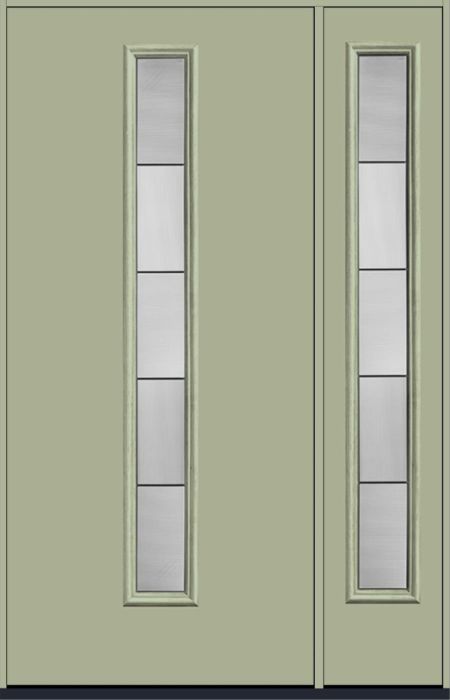 80" Axis Modern Pulse Linea Centered Smooth Fiberglass Single Door, Sidelite