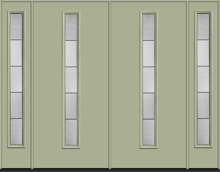 80" Axis Modern Pulse Linea Centered Smooth Fiberglass Single Door, Sidelites