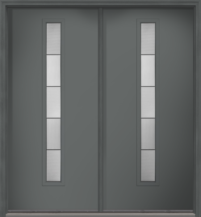 80" Axis Modern Pulse Linea Centered Smooth Fiberglass Double Door