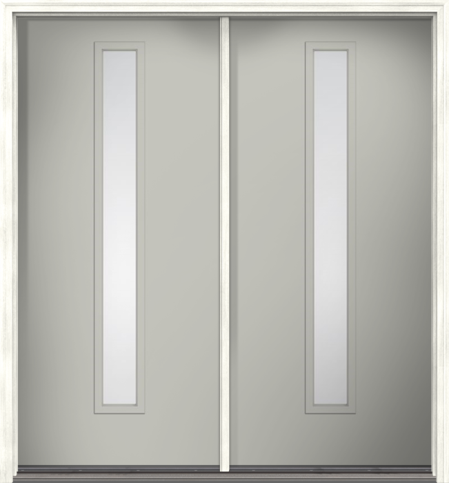 80" Clear Modern Pulse Linea Centered Smooth Fiberglass Double Door
