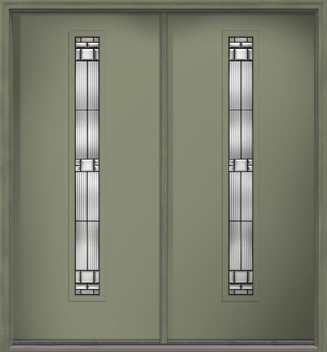 80" Saratoga Pulse Linea Centered Smooth Fiberglass Double Door