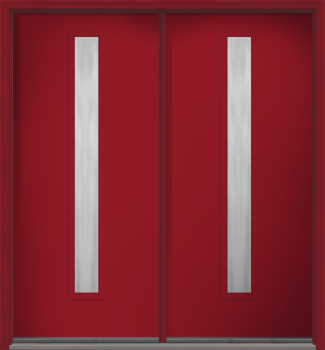 80" Chinchilla Modern Pulse Linea Centered Smooth Fiberglass Double Door