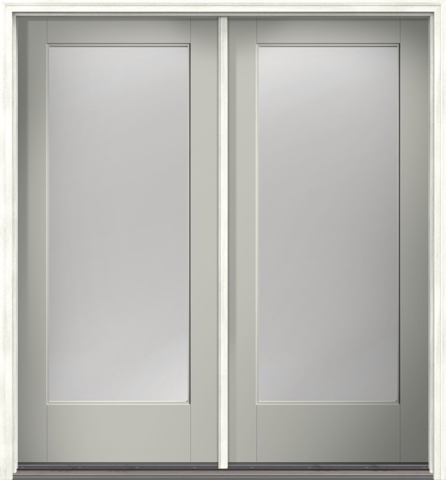 80" Low-E Contemporary Modern Full Lite Smooth Flush-Glazed Fiberglass Double Door