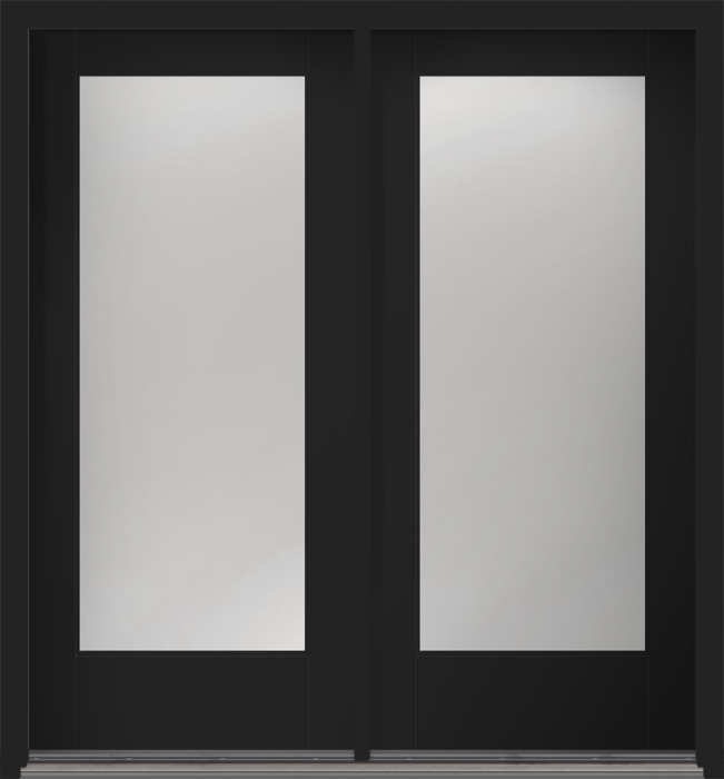 80" Clear Contemporary Modern Full Lite Smooth Flush-Glazed Fiberglass Double Door
