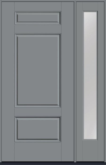 80" 3 Panel Smooth Fiberglass Single Door, Full Sidelite