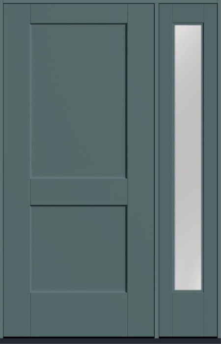 80" 2 Panel Square Top Shaker Smooth Fiberglass Single Door, Full Sidelite