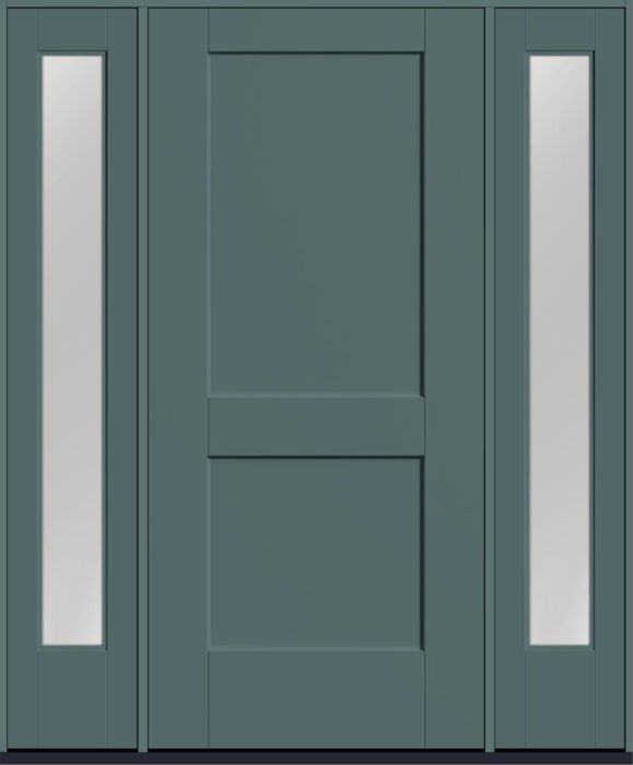 80" 2 Panel Square Top Shaker Smooth Fiberglass Single Door, Full Sidelites