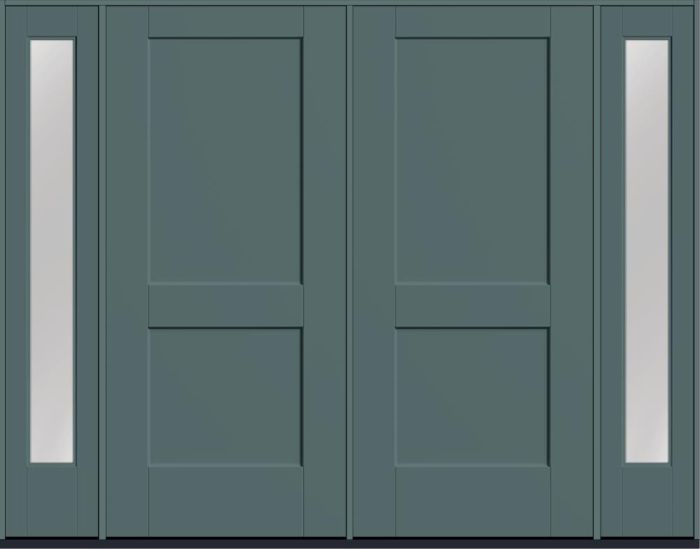 80" 2 Panel Square Top Shaker Smooth Fiberglass Double Door, Full Sidelites