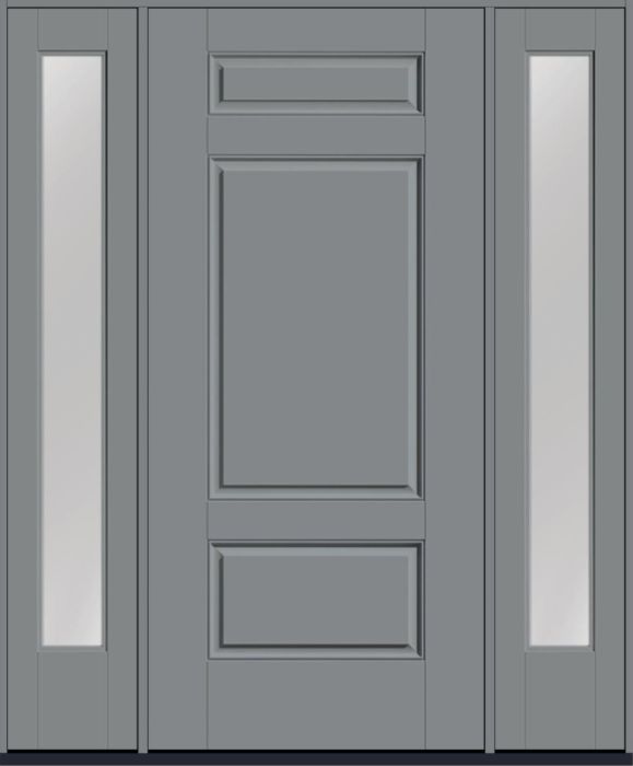 80" 3 Panel Smooth Fiberglass Single Door, Full Sidelites