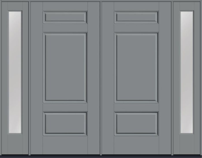 80" 3 Panel Smooth Fiberglass Double Door, Full Sidelites