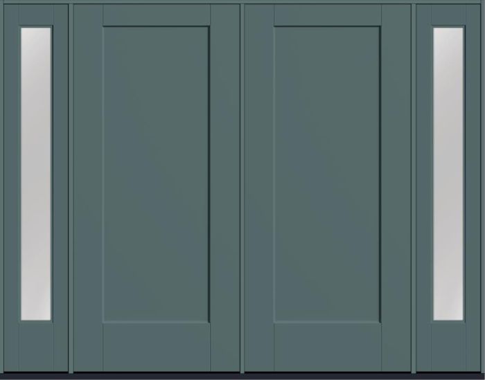 80" 1 Panel Shaker Smooth Fiberglass Double Door, Full Sidelites