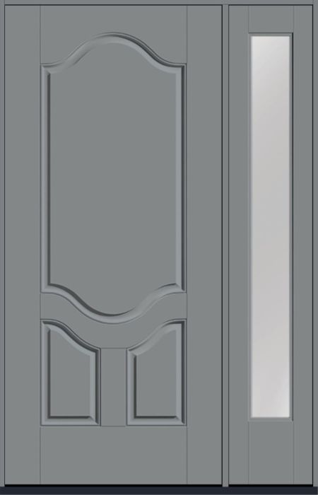 80" 3 Panel Scroll Top Smooth Fiberglass Single Door, Full Sidelite