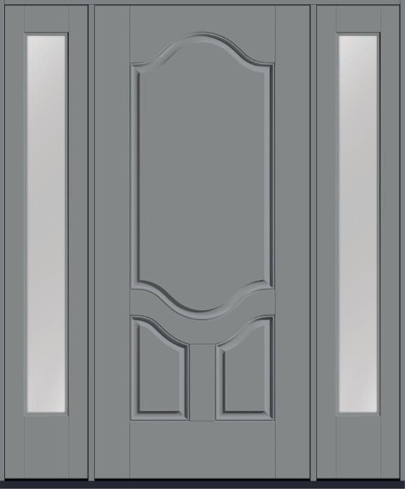 80" 3 Panel Scroll Top Smooth Fiberglass Single Door, Full Sidelites