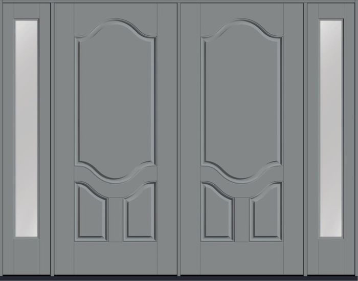 80" 3 Panel Scroll Top Smooth Fiberglass Douoble Door, Full Sidelites