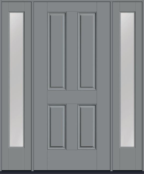 80" 4 Panel Square Top Smooth Fiberglass Single Door, Full Sidelites