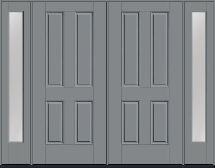 80" 4 Panel Square Top Smooth Fiberglass Double Door, Full Sidelites