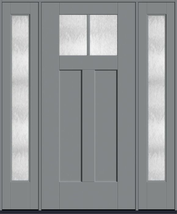 80" Chord Craftsman Top View 2 Lite 2 Panel Shaker SDL Flat 1-1/8" Smooth Flush-Glazed Fiberglass Single Door, Full Sidelites