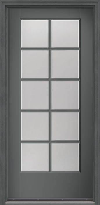 80" Clear Colonial 10 Lite SDL Smooth Full Lite Flush-Glazed Fiberglass Single Door