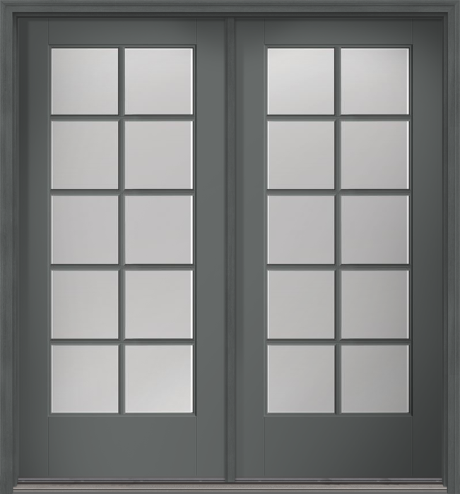 80" Clear Colonial 10 Lite SDL Smooth Full Lite Flush-Glazed Fiberglass Double Door