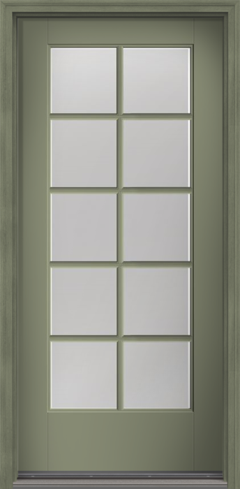 80" Low-E Colonial 10 Lite SDL Smooth Full Lite Flush-Glazed Fiberglass Single Door
