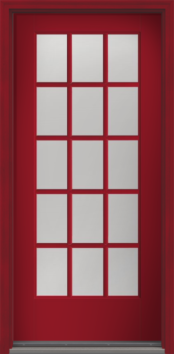 80" Clear Colonial 15 Lite SDL Smooth Full Lite Flush-Glazed Fiberglass Single Door