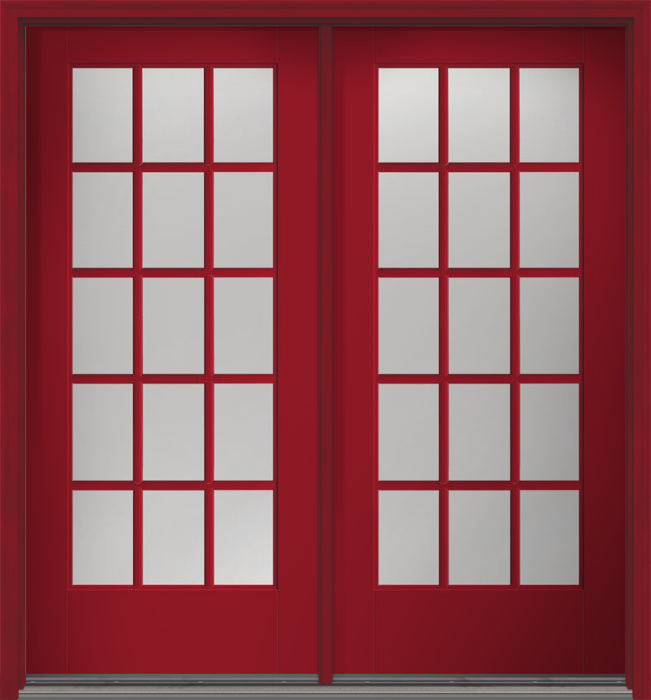 80" Clear Colonial 15 Lite SDL Smooth Full Lite Flush-Glazed Fiberglass Double Door
