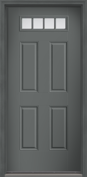 80" Clear Colonial 4 Lite Top View 4 Panel Fixed Grilles Smooth Fiberglass Single Door