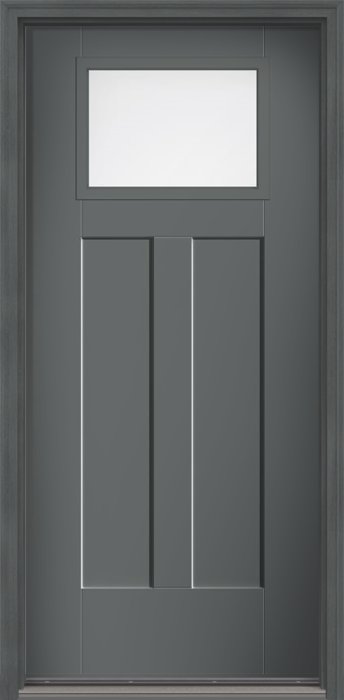 80" Low-E Craftsman Top View 2 Panel Shaker Smooth Fiberglass Single Door